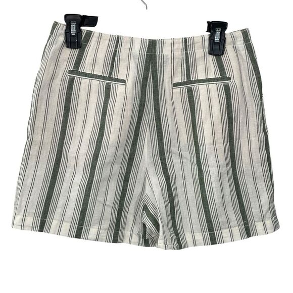 Anthropologie Beachgoer Linen Cotton Shorts in Green White Stripes Size 2 - Picture 3 of 8